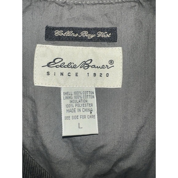 Vtg Y2K Eddie Bauer Collins Bay Vest Large Green Corduroy Quilted Lined Zip‎ L - Picture 3 of 3